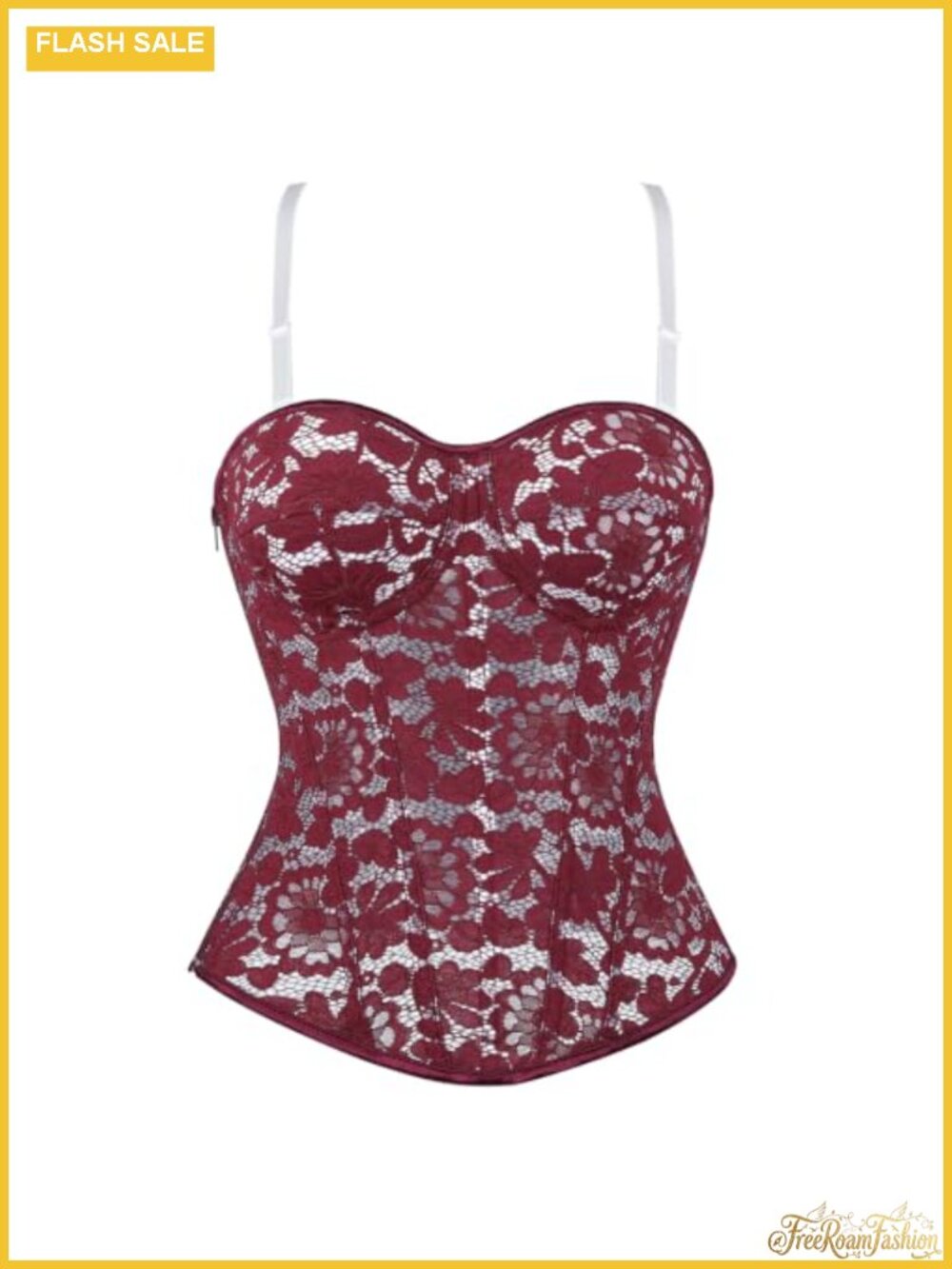 Lace Corset Top Women Floral Bustier Lace Up Overbust Cami